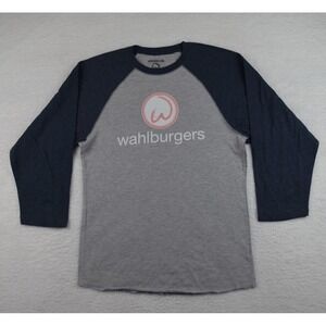 Wahlburgers Shirt Womens Small Gray Baseball Dining Mark Wahlberg Hamburger